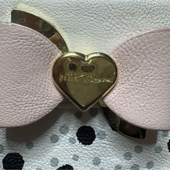 Charming Betsey Johnson Polka Dot Handbag with Pink Accents - Picture 2 of 9